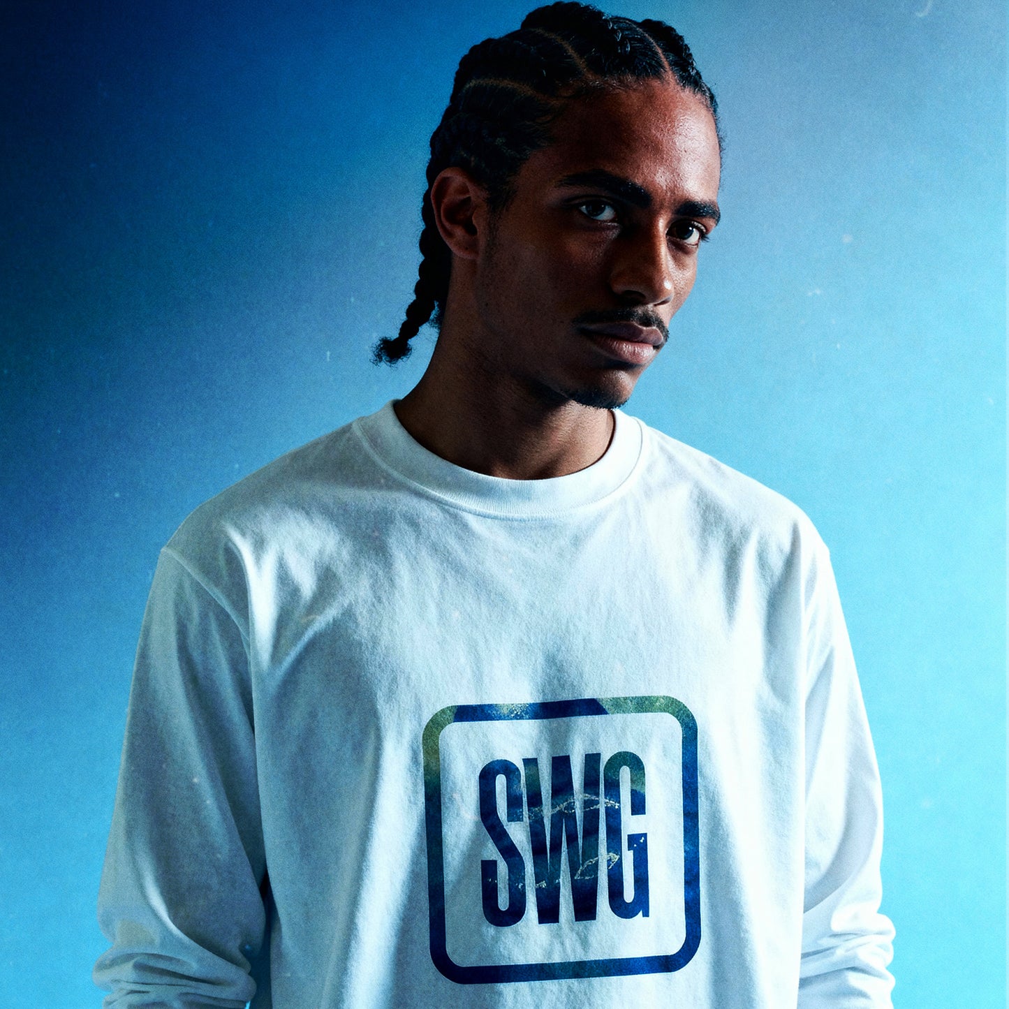 Blue Lip Box Logo LS Tee <WHITE>