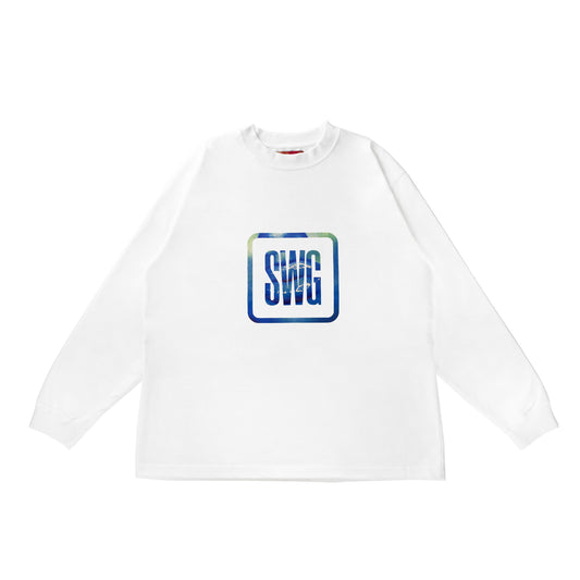 Blue Lip Box Logo LS Tee <WHITE>