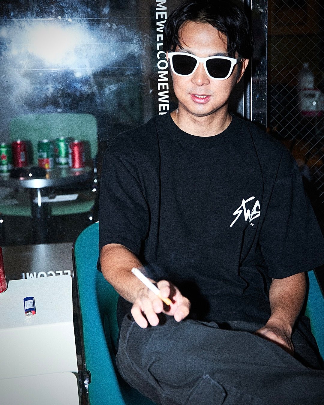 SIGNATURE LOGO T-SHIRT BLK×WHT