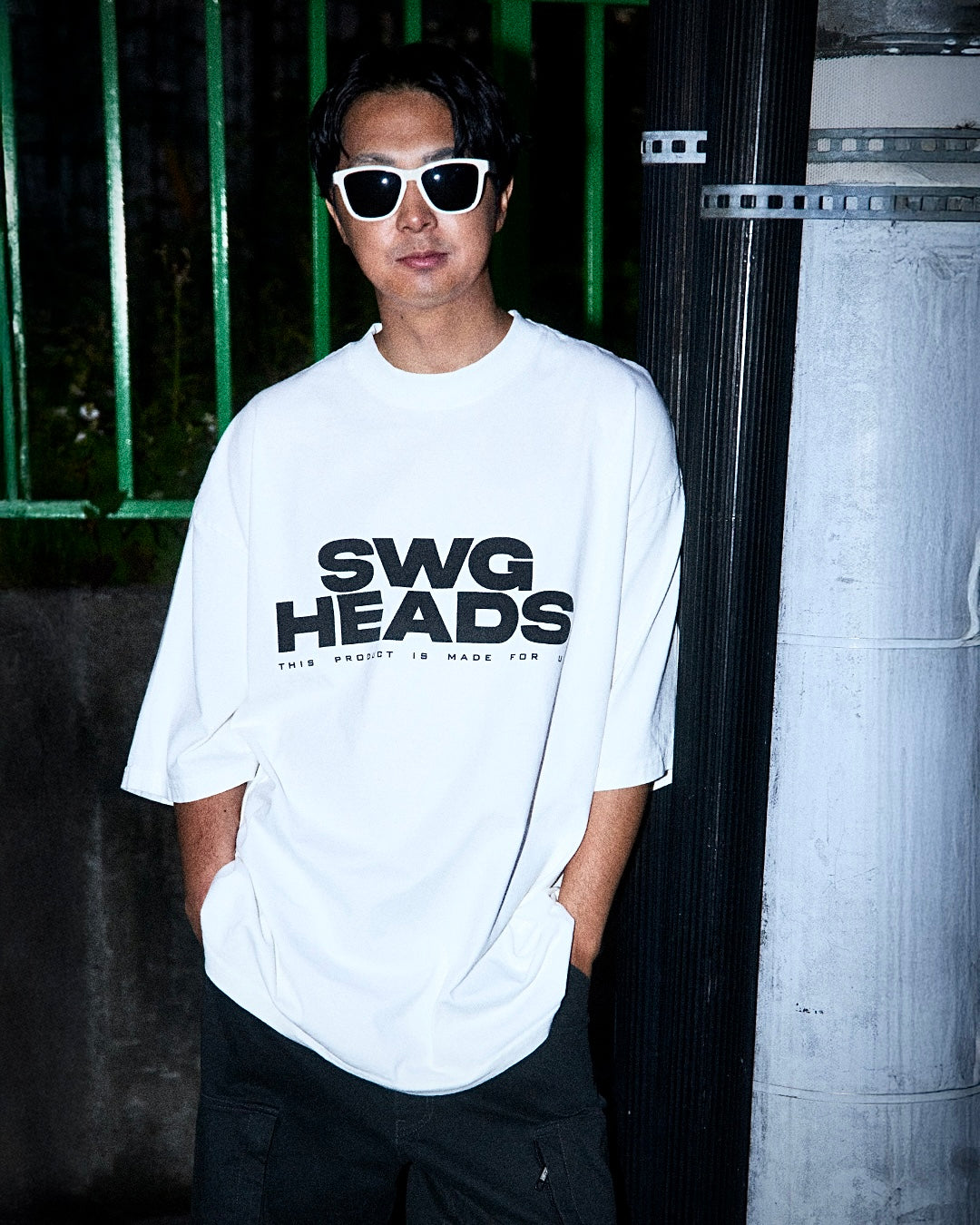 SWG HEADS オーバーサイズ T-SHIRT WHITE