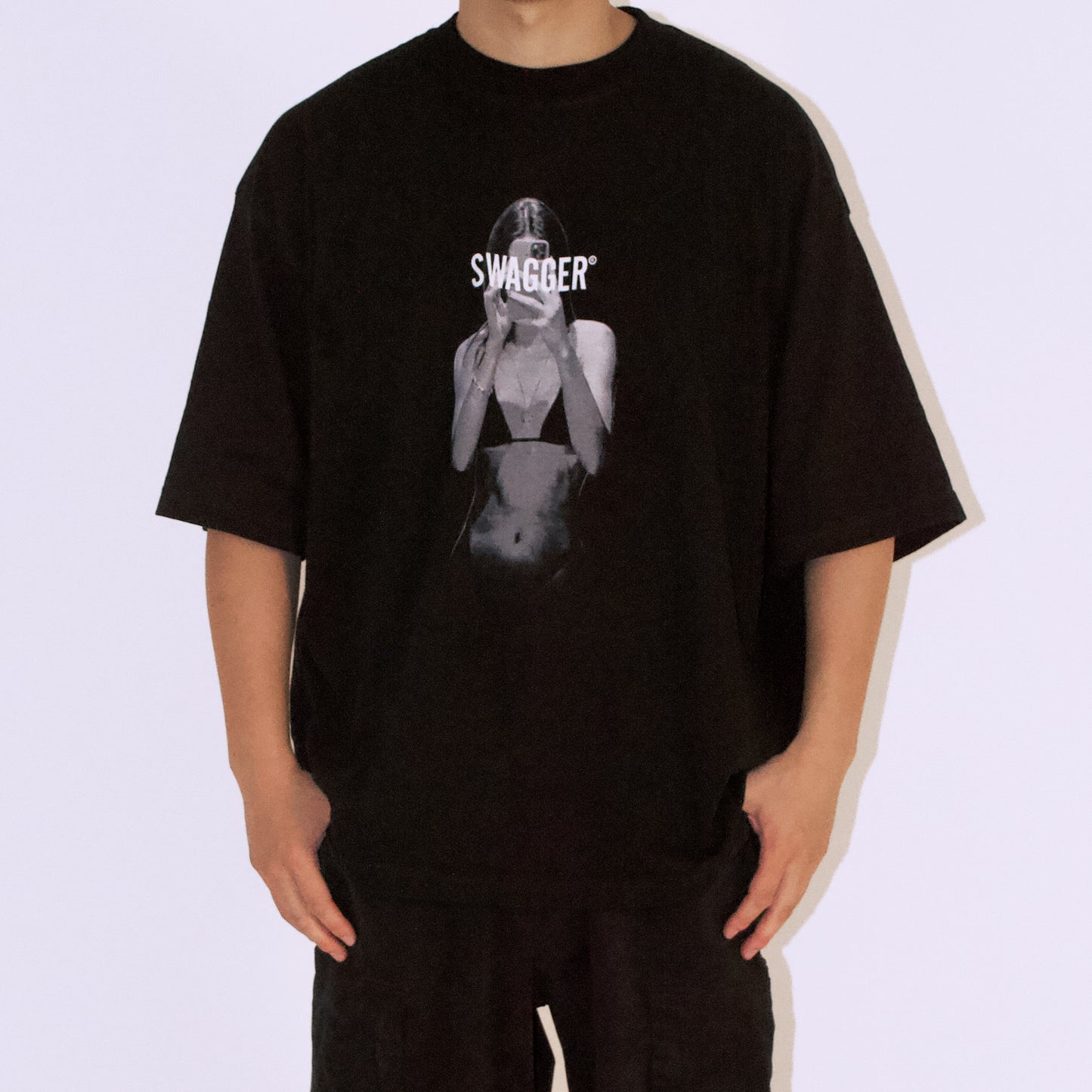<限定カラー>INFLUENCER OVER SIZE T-SHIRT BLACK×WHITE