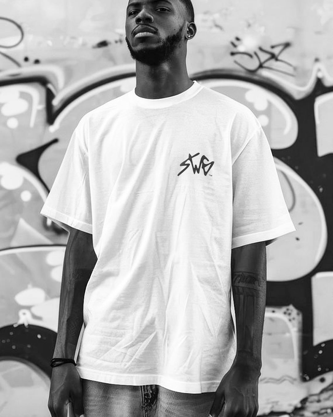 SIGNATURE LOGO T-SHIRT WHT×BLK
