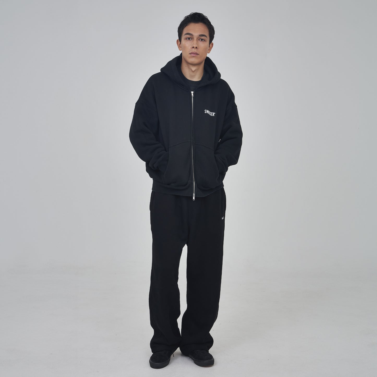 WIDE SWEAT PANTS BLACK