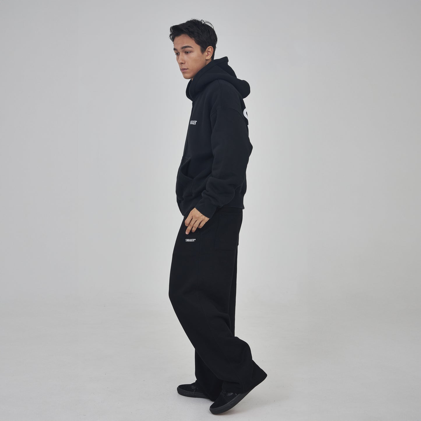 WIDE SWEAT PANTS BLACK