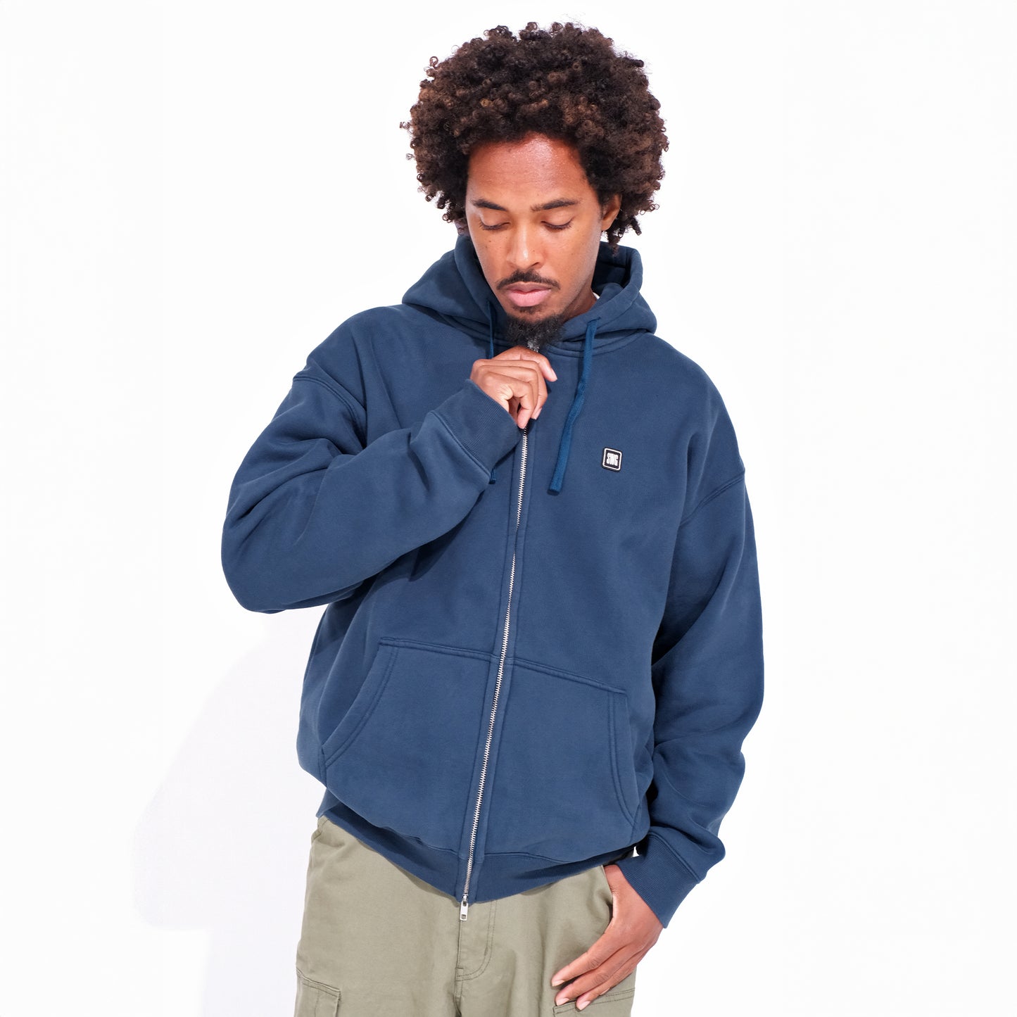 Box Logo Zip Up Hoodie <NAVY>