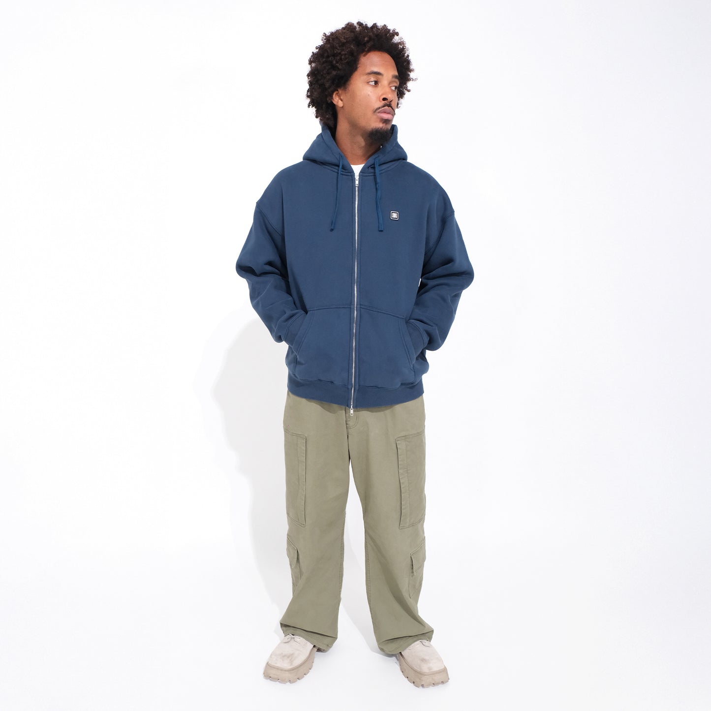 Box Logo Zip Up Hoodie <NAVY>