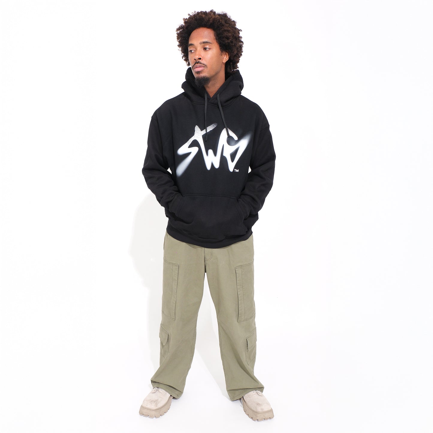 Signature Blur Logo Hoodie <BK×WT>