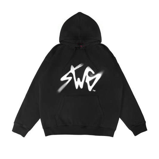 Signature Blur Logo Hoodie <BK×WT>
