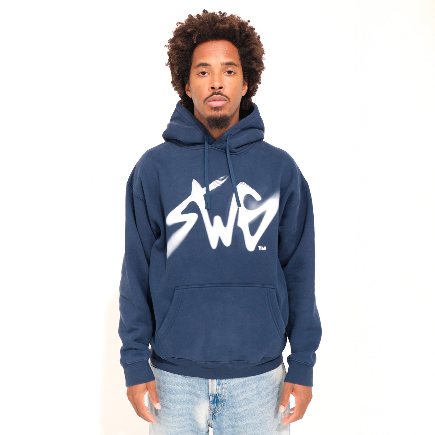 Signature Blur Logo Hoodie <NAVY>