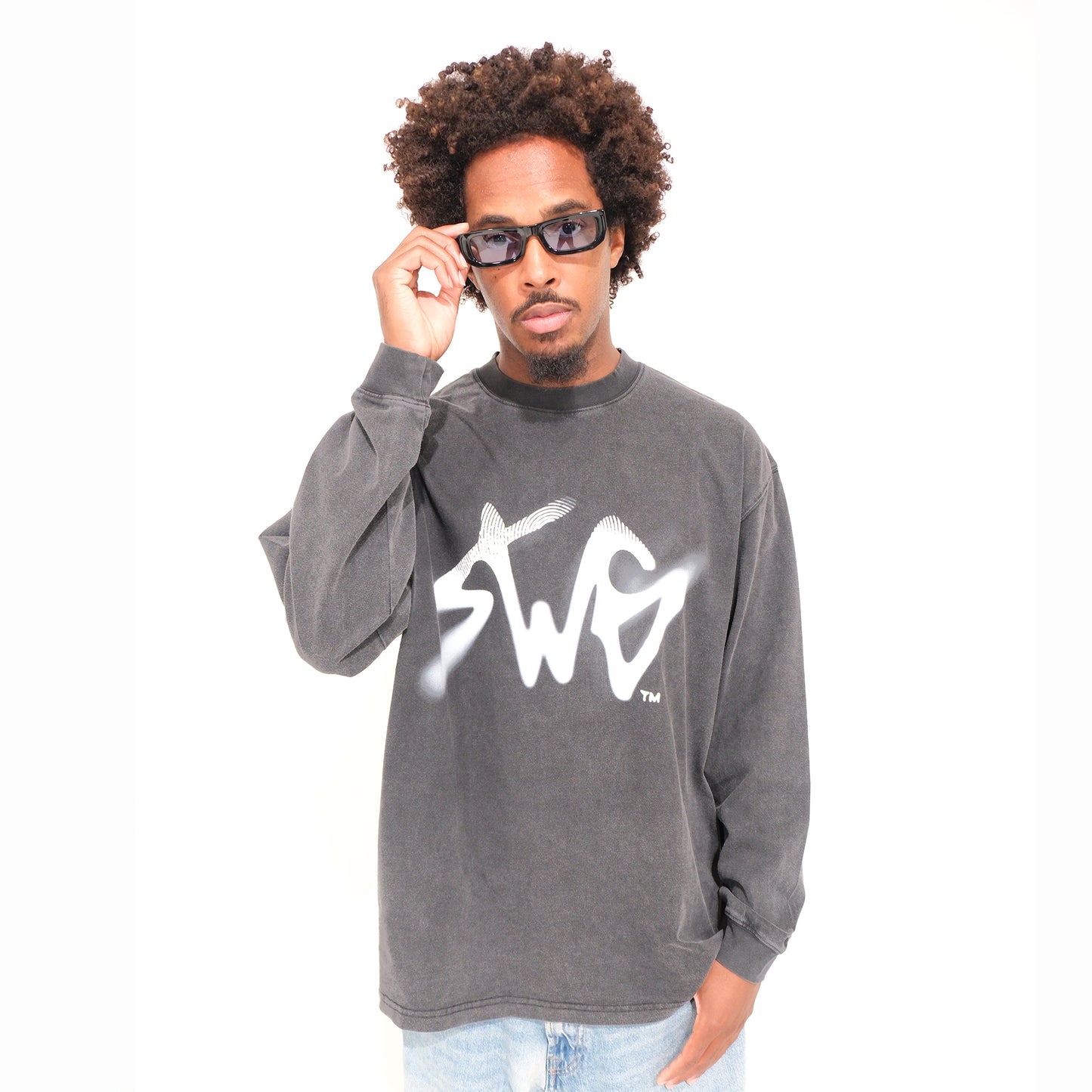 Signature Blur Logo LS Tee <C.GRAY>