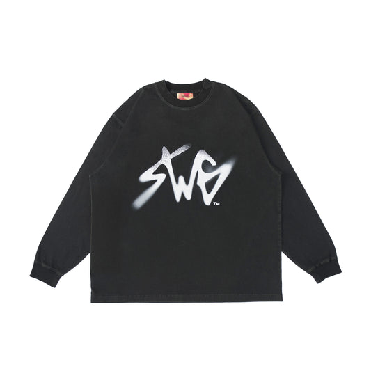 Signature Blur Logo LS Tee <BLACK>
