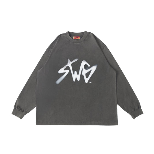 Signature Blur Logo LS Tee <C.GRAY>