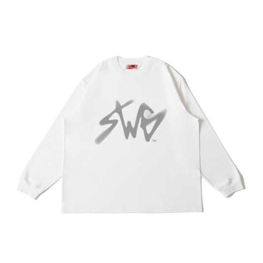 Signature Blur Logo LS Tee <WHITE>