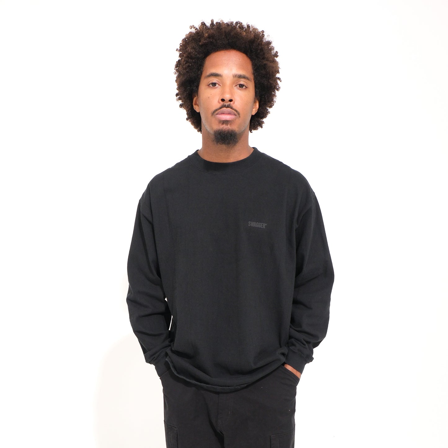 Chest Logo LS Tee <BK×C.GRAY>