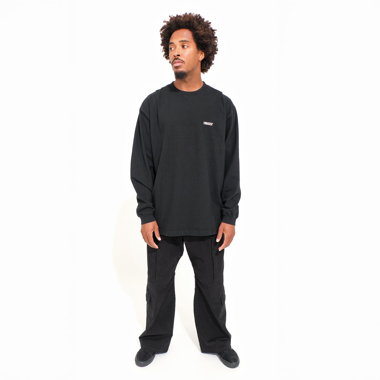 Chest Logo LS Tee <BK×WHIT>