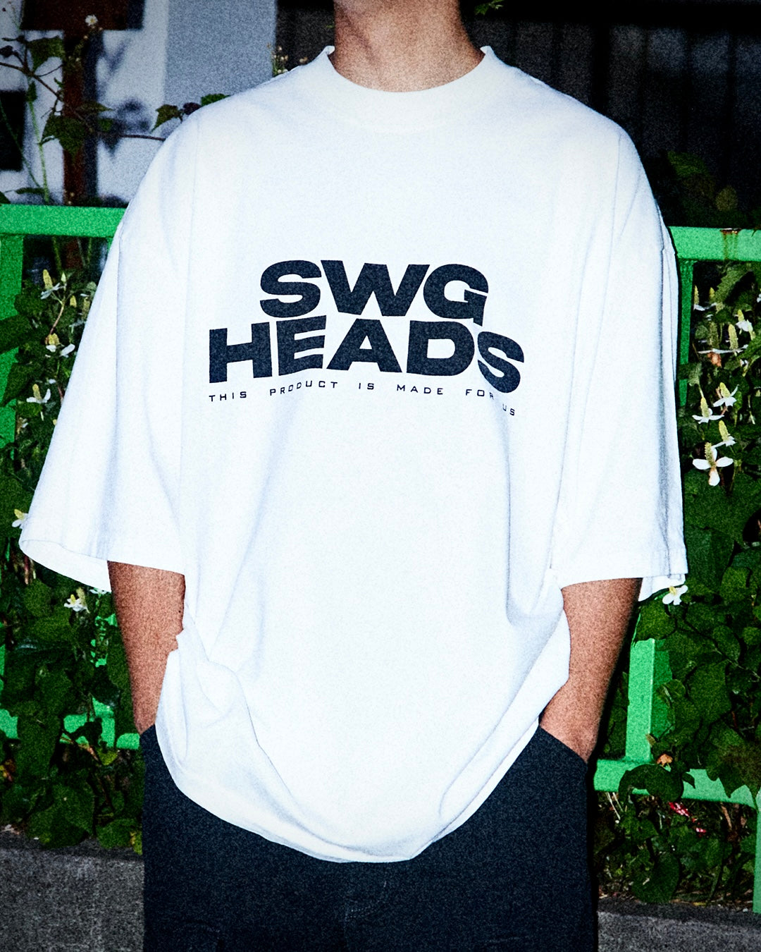 SWG HEADS オーバーサイズ T-SHIRT WHITE