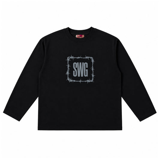 Barbed Box logo LS Tee (Black)
