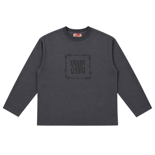 Barbed Box logo LS Tee (C.Gry)
