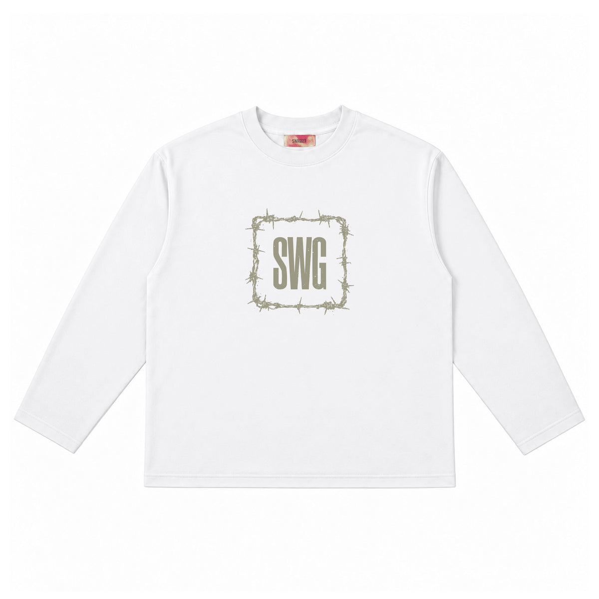 Barbed Box logo LS Tee (White)
