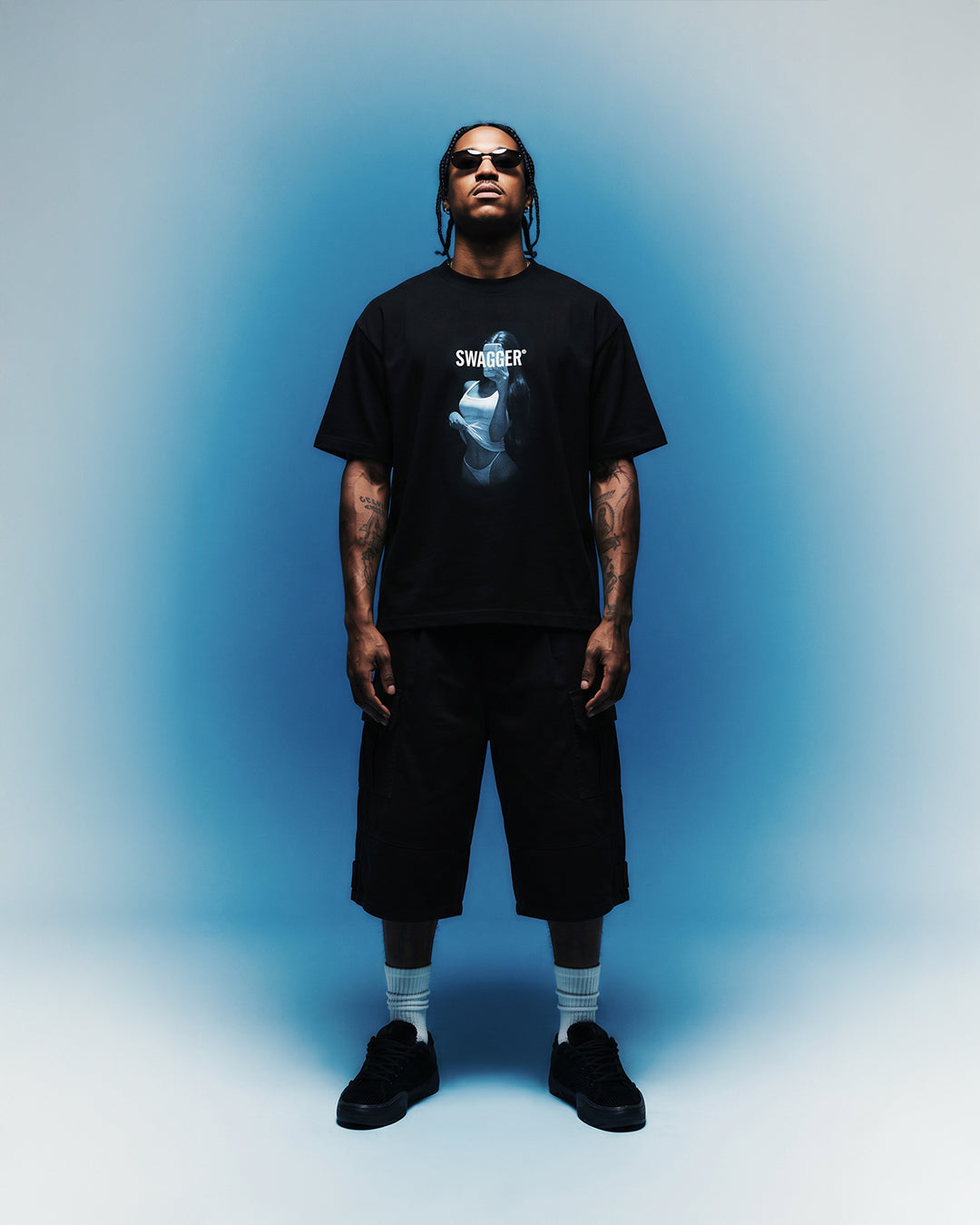 <Limited Color>INFLUENCER OVER SIZE T-SHIRT BLACK×WHITE