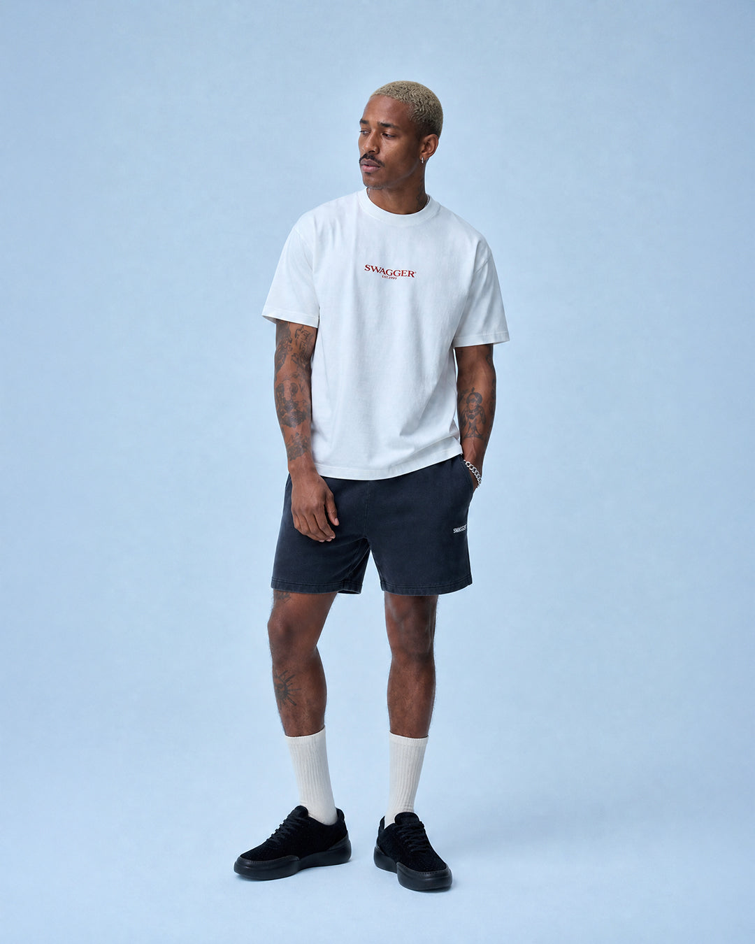 SWAGGER OS Logo Basic Tee <WHT×RED>