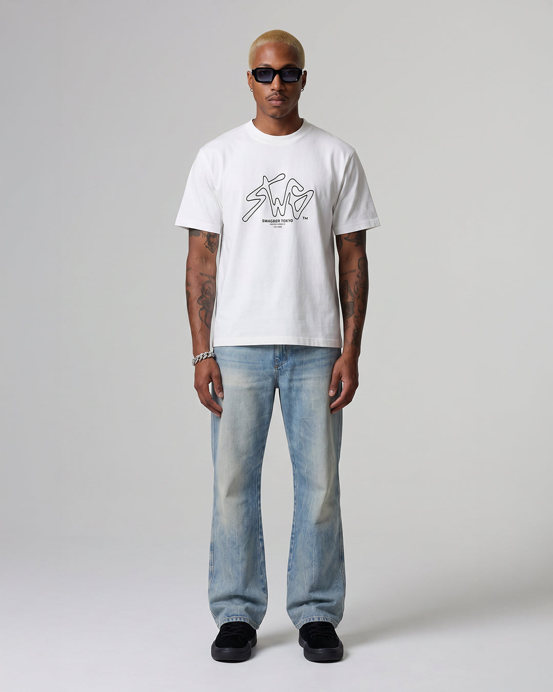 <Limited Color>INFLUENCER OVER SIZE T-SHIRT BLACK×WHITE